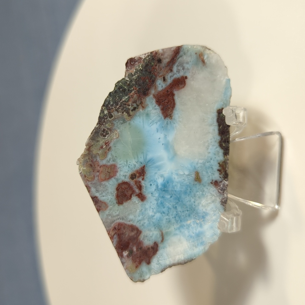 Larimar  With Red Iron Inclusions Natural Unpolished Chunky Slab Piece